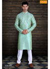 Pista Green Outluk Vol 7 Festival Wear Silk Long Kurta With Cotton Pajama Collection 7003